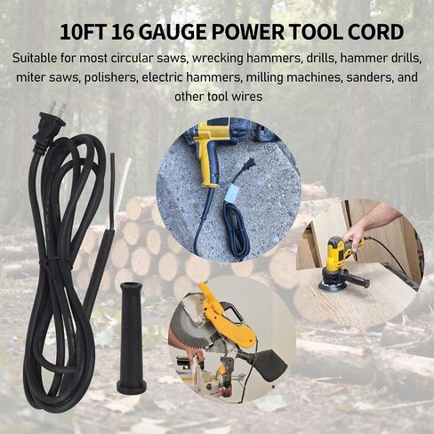 10ft 16 AWG 2 Wire Power Tool Cord for DEWALT DW704 DW705 DW708 DW718 | 33007898 Replacement Fits DW849 DW360 DW384 DWP849X With Rubber Strain Relief Boot in Kuwait
