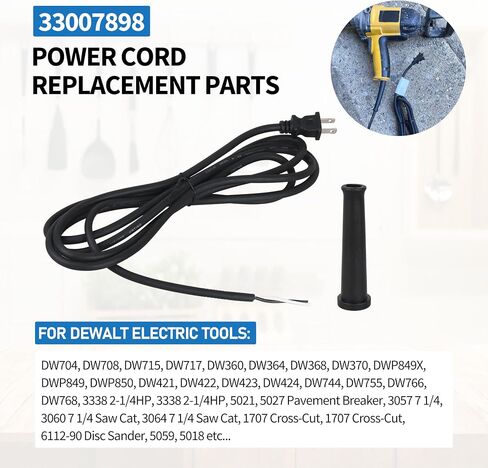 10ft 16 AWG 2 Wire Power Tool Cord for DEWALT DW704 DW705 DW708 DW718 | 33007898 Replacement Fits DW849 DW360 DW384 DWP849X With Rubber Strain Relief Boot in Kuwait