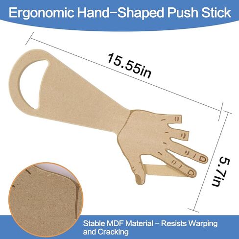 Table Saw Push Stick Hand-Shape MDF, Safety Block for Miter Saw | Ergonomic slip-free, upgrade from 10M dollar stick. Ideal holiday gift for DIY dads & woodworkers. in Kuwait