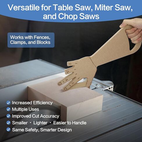 Table Saw Push Stick Hand-Shape MDF, Safety Block for Miter Saw | Ergonomic slip-free, upgrade from 10M dollar stick. Ideal holiday gift for DIY dads & woodworkers. in Kuwait
