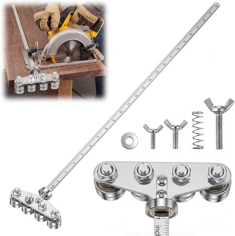 Gisafai 24 Inch Circular Saw Guide Rail, Stainless Steel Rip Cut Guide with Positioning Calipers, Adjustable Track for Woodworking Cutting in Kuwait