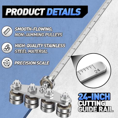 Gisafai 24 Inch Circular Saw Guide Rail, Stainless Steel Rip Cut Guide with Positioning Calipers, Adjustable Track for Woodworking Cutting in Kuwait