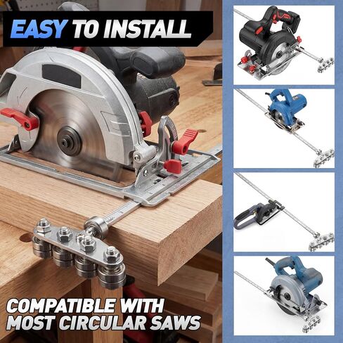 Gisafai 24 Inch Circular Saw Guide Rail, Stainless Steel Rip Cut Guide with Positioning Calipers, Adjustable Track for Woodworking Cutting in Kuwait