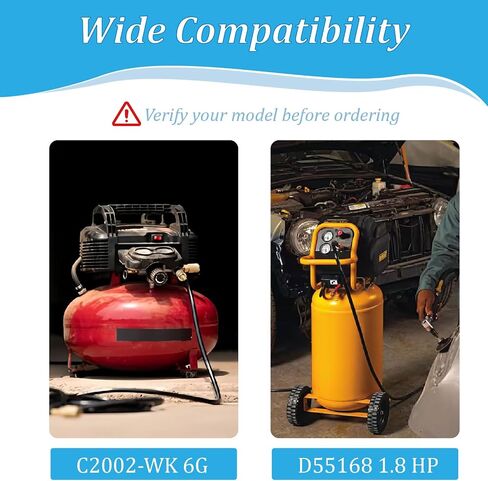 A16223 Air Compressor Replacement Hose with CAC-1206-1 Clamp, Compatible with Porter Cable C2002-WK 6G, C2002 6 Gallon, C2002 1 HP 6 Gallon & for DeWalt D55168 1.8 HP 15G Compressors 6-Pack in Kuwait