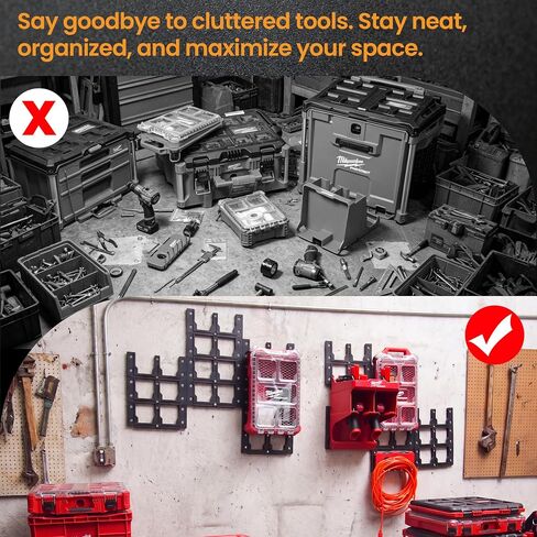 6-Pack Modular Mounting Plates Compatible with Milwaukee PACKOUT, Wall Mount Plates Fit for PACKOUT Toolboxes, Organizers & Accessories, Easy-to-Install and Convenient Tool Storage System in Kuwait
