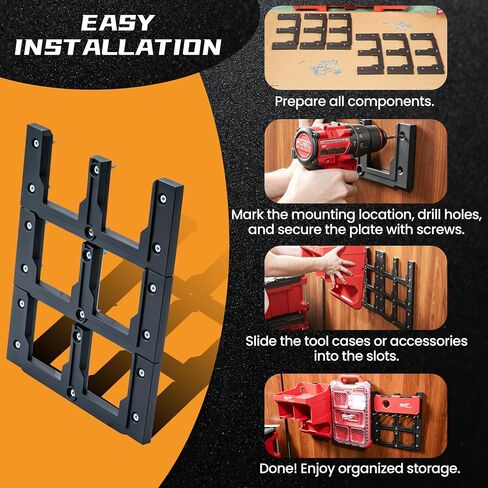 6-Pack Modular Mounting Plates Compatible with Milwaukee PACKOUT, Wall Mount Plates Fit for PACKOUT Toolboxes, Organizers & Accessories, Easy-to-Install and Convenient Tool Storage System in Kuwait