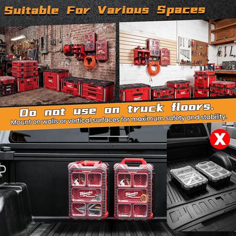 6-Pack Modular Mounting Plates Compatible with Milwaukee PACKOUT, Wall Mount Plates Fit for PACKOUT Toolboxes, Organizers & Accessories, Easy-to-Install and Convenient Tool Storage System in Kuwait