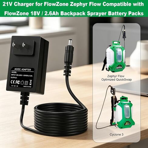 21V Charger for FlowZone Zephyr Flow Compatible with FlowZone 18V / 2.6Ah Backpack Sprayer Battery Packs Power Adapter Cord in Kuwait