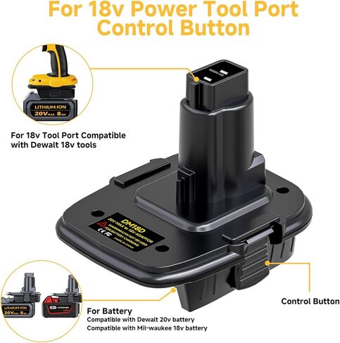 tyrone DM18D Adapter Compatible with Dewalt 18V Tools with USB Port,Battery Adaptor Compatible with Milwaukee 18V Battery in Kuwait