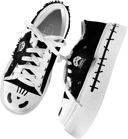 Goth Platform Sneakers with Ghost Print - Y2K Chunky Sole Canvas Shoes, Punk Retro Aesthetic Sports Shoes for Women, Halloween Party Shoes (black, Adult, Women, 5, Numeric, US Footwear Size System, Medium) in Kuwait
