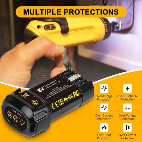 3000mAh 8V Li-ion Replacement Battery Compatible with DEWALT DCB080 DCF680N1 DW4390 DCF680N2 DCL023 DCF680 DCB095 DCF682 Cordless Power Tools in Kuwait