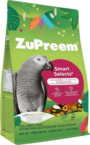 ZuPreem Smart Selects Bird Food for Parrots & Conures, 4 lb - Everyday Feeding for Caiques, African Greys, Senegals, Amazons, Eclectus, Small Cockatoos in Saudi Arabia
