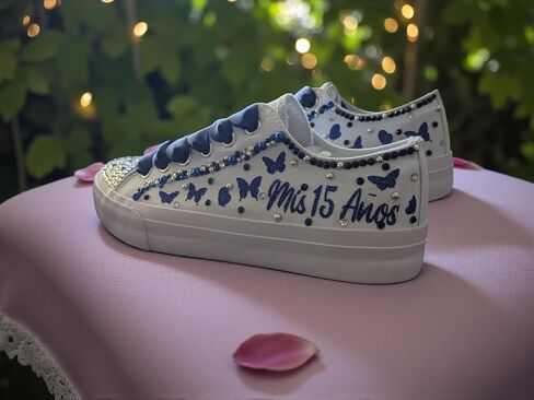 Mis XV Custom Shoes/Shoes for quinceañera/Personalized Sneaker/Fifteen Birthday Custom Shoe White in Kuwait