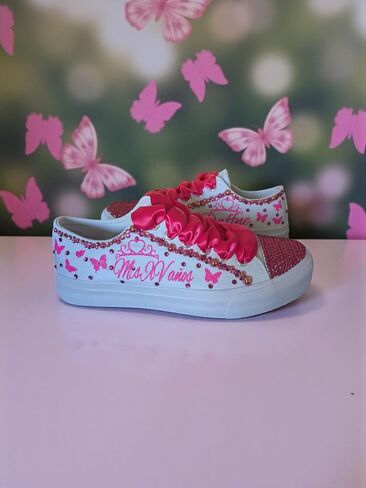 Mis XV Custom Shoes/Shoes for quinceañera/Personalized Sneaker/Fifteen Birthday Custom Shoe White in Kuwait