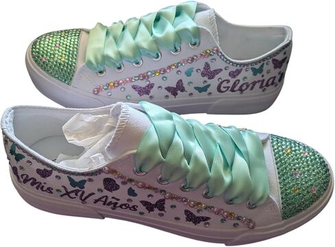 Mis XV Custom Shoes/Shoes for quinceañera/Personalized Sneaker/Fifteen Birthday Custom Shoe White in Kuwait