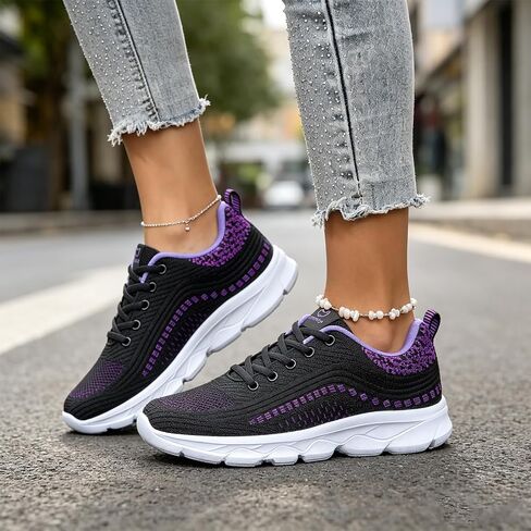 Women's Ultra Breathable Mesh Sneakers - Comfortable Lace-Up Athletic Shoes for Gym & Workout in Kuwait