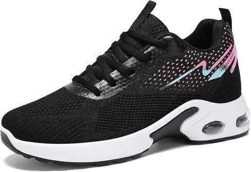 Women's Cushioned Running Shoes, Thick Sole Breathable Knit Mesh Casual Sneakers for Sports & Fitness in Kuwait