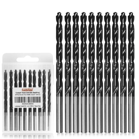 Luckyway 13/64" M35 Cobalt Drill Bits Titanium Aluminum Nitride Coated (TiAlN) with Bullet Point Tip Perfect for Steel, Hard Metal, Cast Iron 10-Piece in Kuwait