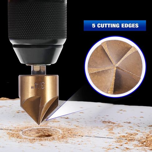 5Pcs Step Drill Bit & 5Pcs Countersink Drill Bit Set, Titanium Coated, HSS Step Bit, 50 Sizes of Step Bit for Metal with Aluminum Case, Multiple Hole Stepped Up Bits for DIY in Kuwait