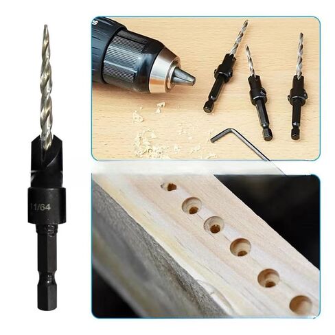 4 PCS Countersink Drill Bit Set, Woodworking Drill Bit, Woodworking Tools, Premium Steel Construction with L-Wrench, Industrial Drilling Accessories for DIY Carpentry and Furniture Making in Kuwait