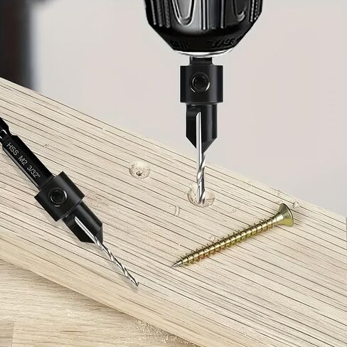 4 PCS Countersink Drill Bit Set, Woodworking Drill Bit, Woodworking Tools, Premium Steel Construction with L-Wrench, Industrial Drilling Accessories for DIY Carpentry and Furniture Making in Kuwait