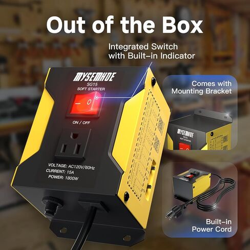 Soft Start Switch SG15 Heavy Duty Universal for Power Tools, Miter Saw, Table Saw, Grooving Machines, Grinder, Planer etc. (120V, 15A Max. 1800W) in Kuwait