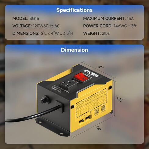 Soft Start Switch SG15 Heavy Duty Universal for Power Tools, Miter Saw, Table Saw, Grooving Machines, Grinder, Planer etc. (120V, 15A Max. 1800W) in Kuwait