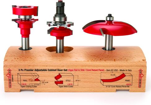 Freud 97-252: 3 Piece Premier Adjustable Cabinet Bit Set, ogee & cove profile in Kuwait