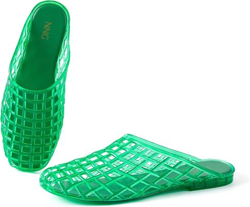 Women Jelly Sandals Mesh Clear Waterproof Mule Slip On Flats Hollow Breathable Summer Beach Pool Casual Shoes in Kuwait