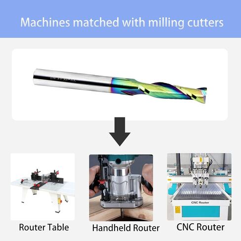 NE12 Upcut Spiral Router Bit 1/4 Inch Shank, 1/4 Cutting Diameter Solid Carbide End Mill with DLC Toating for Wood Mortises and Cutting Dadoes Carving in Kuwait