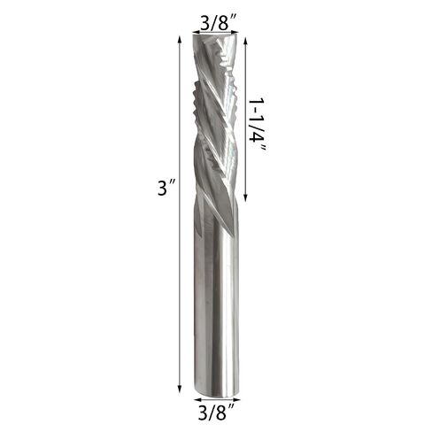 Downcut Roughing & Finishing Bit 3/8" D,1-1/4"CL,3 "OAL,3/8" Shank Solid Carbide CNC Router Bit for Milling Aluminum Applications Woodcutting 3-Flute DH01 in Kuwait