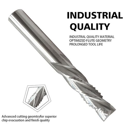Downcut Roughing & Finishing Bit 3/8" D,1-1/4"CL,3 "OAL,3/8" Shank Solid Carbide CNC Router Bit for Milling Aluminum Applications Woodcutting 3-Flute DH01 in Kuwait