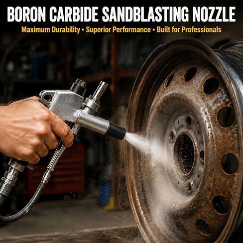 6 mm Boron Carbide Sandblasting Nozzle with Sleeve, Ultra Wear-Resistant Sandblaster Gun Tip Replacement for Siphon Abrasive Blaster Gun in Kuwait