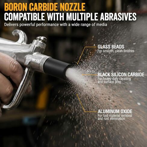 6 mm Boron Carbide Sandblasting Nozzle with Sleeve, Ultra Wear-Resistant Sandblaster Gun Tip Replacement for Siphon Abrasive Blaster Gun in Kuwait