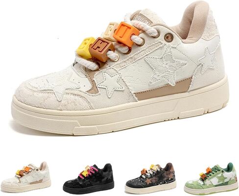 Cool Star Bricks Fashion Chunky Sneakers for Women Trendy Casual Aesthetic Skateboard Walking Dance Shoes in Kuwait