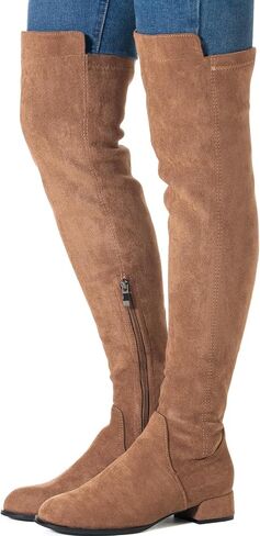 N.N.G Women Over the Knee Boots Thigh High Suede Black Block Low 2 Inch Heel Chunky Above Knee Winter Pointed toe in Saudi Arabia