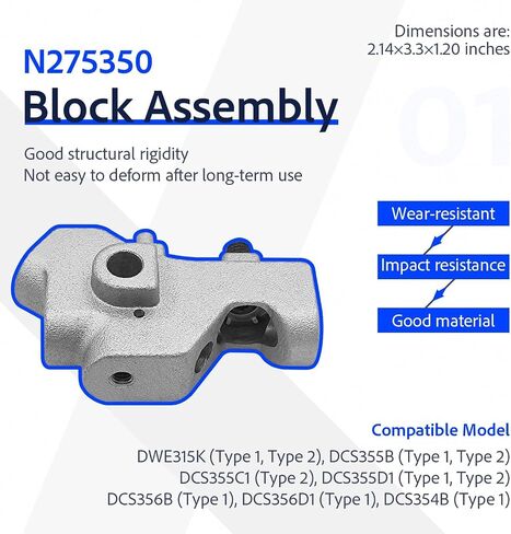 N275341 Depth Guide N275350 Block Assembly N278801 Knob for Dewalt DCS355D1 | for Dewalt DCS355B DCS356B DCS354B DCS355C1 DCS356D1 DCS355D1 DWE315K Block Assembly Depth Guide Knob Replace Parts in Kuwait
