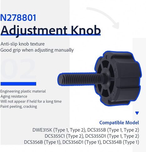 N275341 Depth Guide N275350 Block Assembly N278801 Knob for Dewalt DCS355D1 | for Dewalt DCS355B DCS356B DCS354B DCS355C1 DCS356D1 DCS355D1 DWE315K Block Assembly Depth Guide Knob Replace Parts in Kuwait