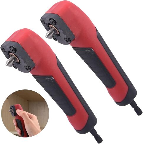 Right Angle Drill Attachment, ABS Handle Electric Screwdriver Repair 90 Degree Socket Adapter Corner Adapter for 18v Impact Driver and Drill Bit, Drilling in Tight Spaces(COLOR:2pcs Black Red) in Kuwait