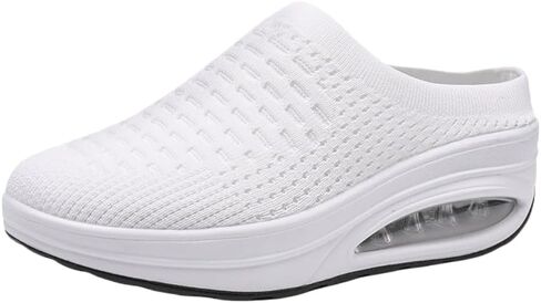 Women's Fashion Sneakers Breathable Solid Color Knitted Slip On Trainers Casual Walking Shoes in Kuwait