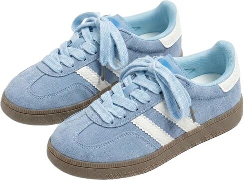 Women's Suede Low Top Fashion Sneakers Comfy Walking Shoes, Breathable Lace Up Casual Trainers, Lightweight Aesthetic Streetwear Shoes for Daily in Kuwait