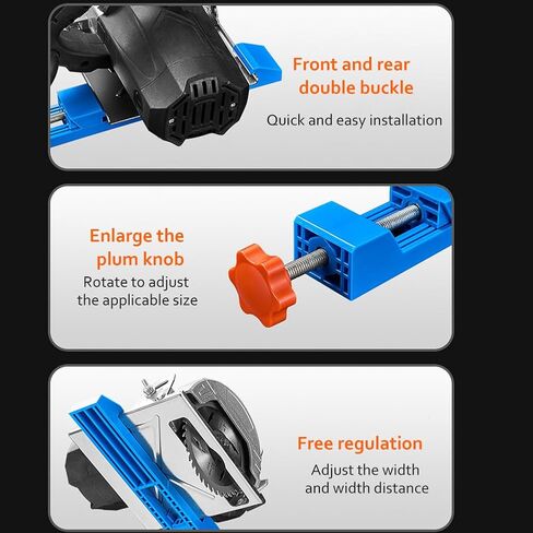 Circular Saw Guide Rail, Adjustable Cutting Machine Base Guide for 4-6 Inch Base for Woodcutting, Electric Circular Saw Milling Positioning Clamp, Cutting Positioning Tool(Blue) in Kuwait