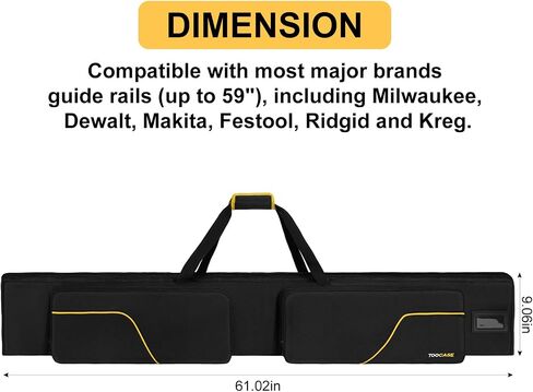 Track Saw Guide Rail Bag,Padded Protective Carrying Case Fits 2 Guide Rails Each Up To 59 Inches,Compatible With Milwaukee/Dewalt/Festool Guide Rails,2 Large Front Accessory Pockets (Bag Only) in Kuwait
