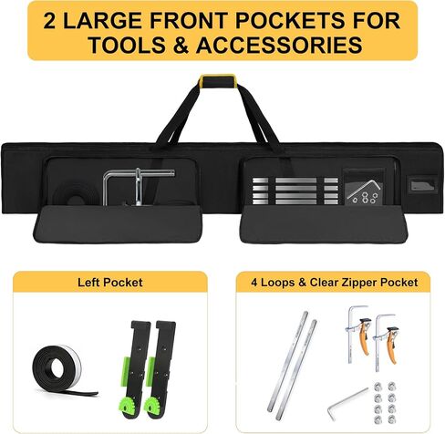 Track Saw Guide Rail Bag,Padded Protective Carrying Case Fits 2 Guide Rails Each Up To 59 Inches,Compatible With Milwaukee/Dewalt/Festool Guide Rails,2 Large Front Accessory Pockets (Bag Only) in Kuwait