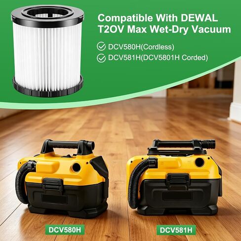 2 Pack DCV581H Replacement Filter for DeWalt DCV580/DCV581H Wet Dry Vacuum, 4.3"x4.5" Washable Reusable Vacuum Filter in Kuwait