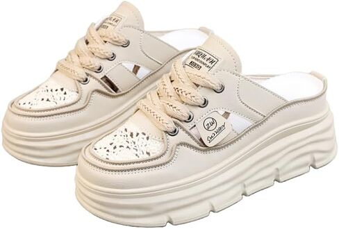 Comfortable Women's Platform Sneakers with Breathable Cutout Design and Lace Up Closure - Perfect for Summer in Kuwait