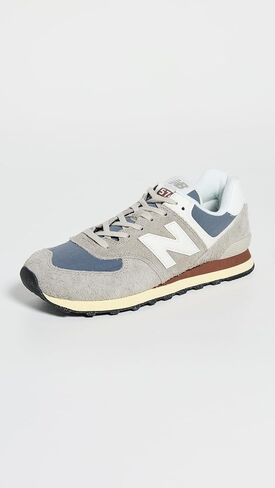 New Balance Men's 574 Sneakers, Brown White, 9 Medium US in Kuwait
