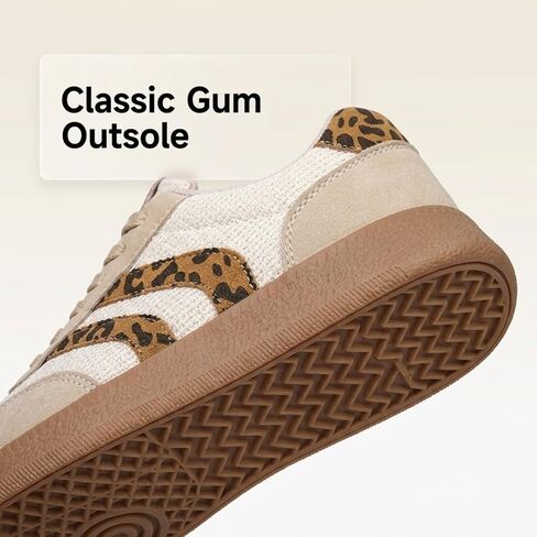 Women's Retro Leopard Mesh Sneakers Casual Gum Sole Low Top Trainers in Kuwait