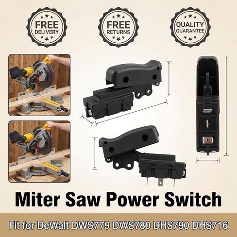N548978 Miter Saw Power Switch Trigger/Switch Assembly Compatible With Dewalt DWS713, DWS715, DWS716, DWS716XPS, DWS779, DWS780 Replaces switch 606056-00 in Kuwait