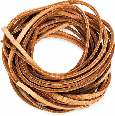 Bonka Bird Toys 2002 Six Pack Thick Leather 48" Long x 1/4" Cord Genuine Natural Leather Lace Strip Craft Part Bird Toy Making Projects Roll Rope Tan Hide in Saudi Arabia